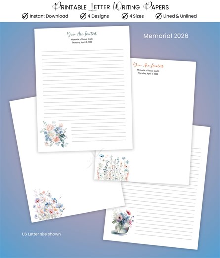 JW Memorial 2026 Letter Writing Paper Printable Invitation Stationery Lined Unlined Floral Digital Download PDF - Etsy Australia