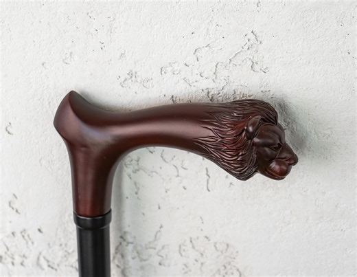 Carved Lion Handle Walking Cane, Support Stick for Men With Non Slip Tip, Handmade Hardwood Designer Mobility Aid, Mobility Aids - Etsy Canada