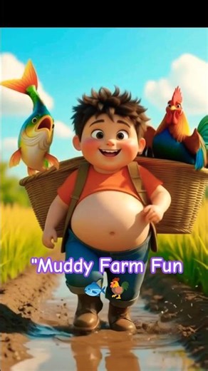 "Muddy Farm Fun 🐟🐓"#FunnyKid #MuddyFarm #CartoonAdventure #3DAnimation #funny