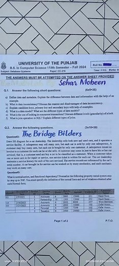 2025 #pastpaper #CC-215 #DBS DataBase Systems #shorts #exam 5th semester