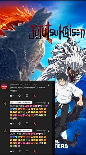 GODZILLA VS ALL CHARACTERS OF JUJUTSUKAISEN #godzilla #all #characters #of#jujutsukaisen #shorts🤍🤎💝💟