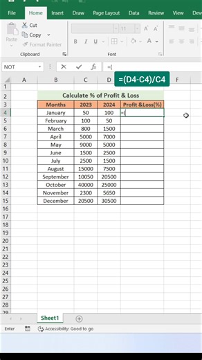 Calculate % of Profit & Loss in Excel 👍 #exceltricks #exceltips #exceltutorial #excel | computernotion