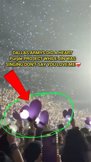 DALLAS ARMYS DID A HEART Purple PROJECT WHILE JIN WAS SINGING "DSLM"❤️‍🩹 #jin #fypviralシ