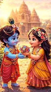 Krishna and Radha Cute Vrindavan Story ❤️| radha wishes krishna with flowers। #radha #radhakrishna