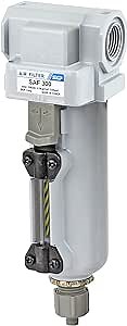 PneumaticPlus SAF300-N03B Compressed Air Particulate Filter 3/8" NPT, 10 Micron, Poly Bowl, Manual Drain, Bracket