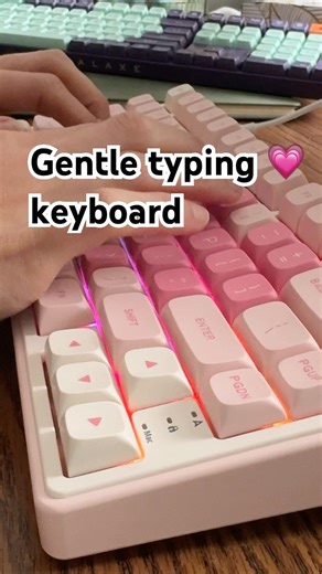 ASMR typing on a pink Valentine’s keyboard | gentle extremely relaxing keyboard sounds (no speaking)