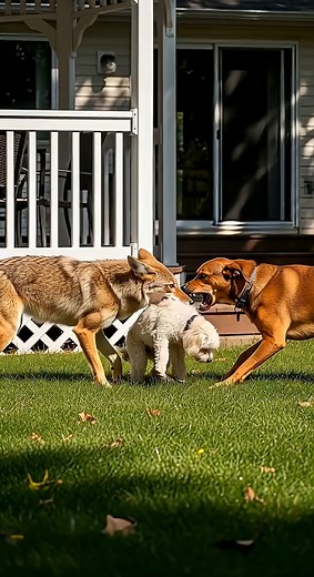 535K views · 1.8K reactions | A guard dog saves a small dog from being attacked by a coyote Created by AI #coyoteattack #dogrescue #animalfight #wildanimals #animalattack | Lifeline Souls | Facebook
