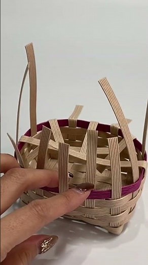 あまり紐で作れるミニかご #クラフトバンド #紙バンド #ミニかご#編み方動画