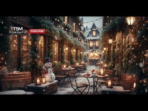 Relaxing Snowfall Outside Cozy Coffee Shops | Romantic Winter Decorations - Beautiful Winter Snow