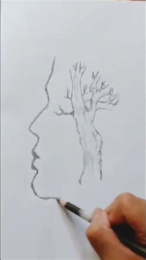 Tree Growing Inside a Face Sketch 🌳🧠✨