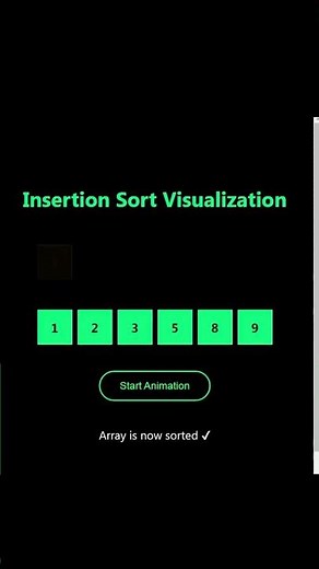 Tricks: 93/100 Insertion Sort Algorithm | Step-by-Step with Animation #insertion#sorting #algorithm