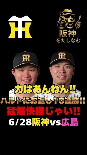 【阪神vs広島カープ戦6/28🔥】っしゃいい‼️今日の勝利のポイントはここだ‼️ハルトを助ける逆転猛爆12得点‼️スッキリしたあ‼️＃阪神タイガースをたしなむ#阪神vs広島カープ戦6/28