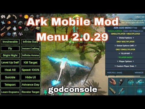 ARK Survival Evolved Mobile Mod Menu Apk 2.0.29 Full Amber Godconsole Tame Sẵn Thú Map Thú 7 Màu Ark