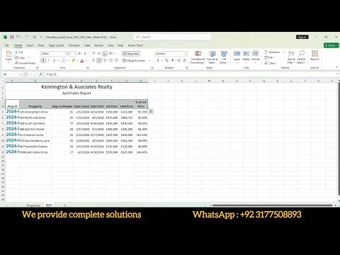 Excel Chapter 1 Mid-Level 2 - Real Estate Sales Report | Exp22_Excel_Ch01_ML2_Sales | Exp25_Excel