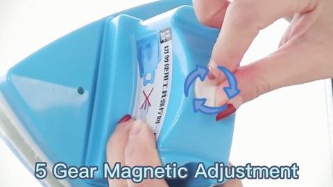 Double-Sided Window Cleaner Glass Wiper Magnetic Cleaning Tools, 5-Gears Adjustable Magnetic Glider Washing Brush Tools, for High-Rise Double Thick Glazed Windows Thickness 0.3"-1" (Blue)