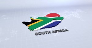Animated 3D Map of South Africa with Flag and Text