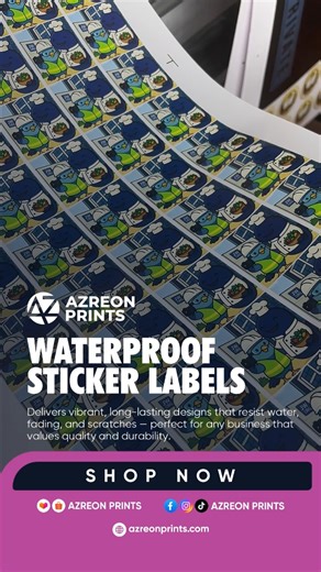 Make it stick for good! Waterproof Sticker Labels that stay strong no matter what. ✨✨ | Azreon Prints and Embroidery