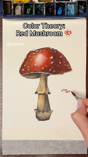 Wait until the final result👀🍄 What do you think? Color Theory #colortheory #watercolortutorial