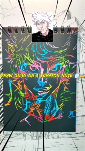 Draw gojo on a scratch note ✍️😎#shorts #gojodrawing