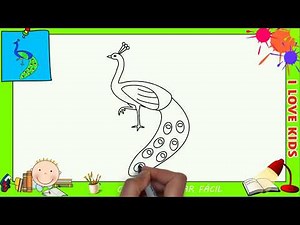 Como desenhar um pavão FACIL passo a passo para crianças e iniciantes 5