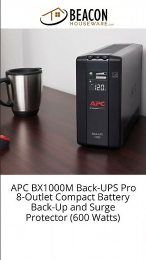 APC BX1000M Back-UPS Pro 8-Outlet Compact Battery Back-Up and Surge Protector (600 Watts)