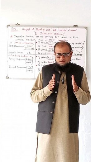 Changing of Reporting Verbs and Inverted Commas in Command Sentences Explained with easy examples.