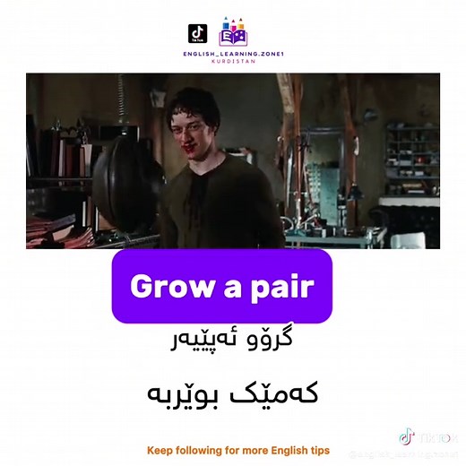 کەمێک بوێربە! Grow a pair 📍ئەمانەی خوارەوە هەمان مانا ئەبەخشن Show some courage Stop being a wimp (a bit insulting) \tStep up \tBe brave \tSuck it up (more about enduring something tough) . #learnenglish #kurdistan #fyp #nevergiveup #CapCut #viral #پۆلی_12