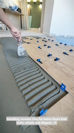 Installing wooden tiles for home floors that looks simple and elegant...!!!