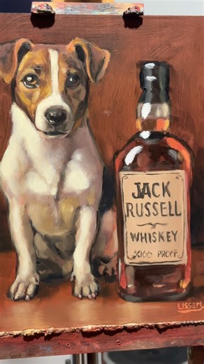 🍻 Jack Russell Whiskey Painting Time-Lapse 🐶🎨 #painting #art #oilpainting