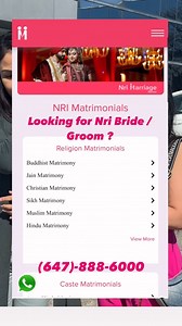 Finding Nri Groom/ bride Contact Nri Marriga bureau today Unlock love across borders with NRI Marriage Bureau! 🌍💕 Find your perfect match with our exclusive platform connecting NRIs worldwide. Discover culturally enriching relationships and lifelong companionship. Join us today to begin your journey towards a love that knows no boundaries! #NRI #Matrimony #LoveAcrossBorders” Experience the power of AI matchmaking with NRI Marriage Bureau! 🔍💖 Our cutting-edge technology ensures your details a