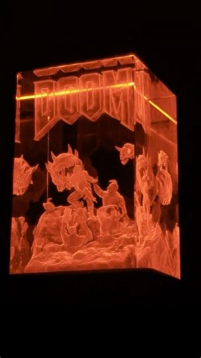 Doom cover (1993) #doom #fps #retrogaming #engraving #ledlights #art3d