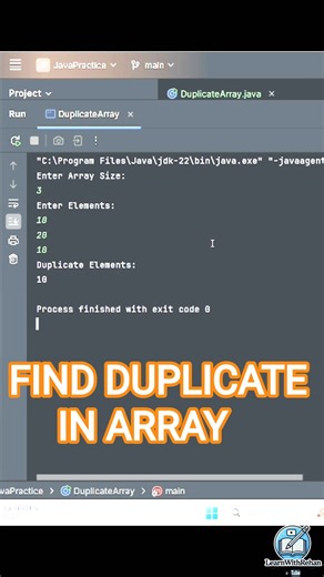 Find duplicate elements in an array #coding #learnwithrehan #programminglanguage #javaprogramming