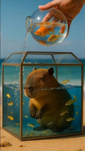 Capybara and the seawater tank full of fish #game #funny #gameplay
