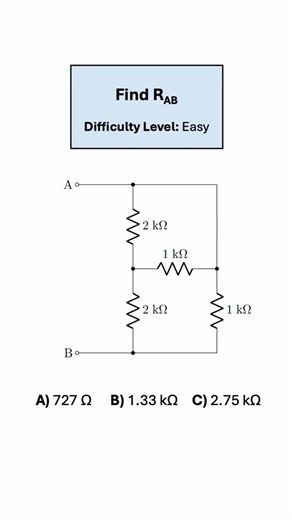 ElectricalMath on Instagram: "Find the equivalent resistance between terminals A and B. An easy problem, but a great one to demonstrate series/parallel simplification techniques. #electricalengineering #electronics #circuit #electrical #electronicsengineering #physics"