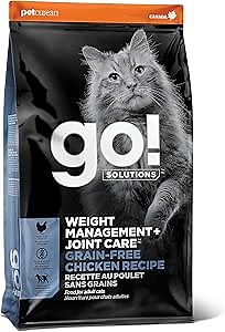 Go! Solutions Weight Management + Joint Care Chicken Grain-Free Dry Cat Food, Premium Kibble for Healthy Dieting in Adults & Seniors, with Natural Sources of Chondroitin for Good Mobility, 16 lb Bag