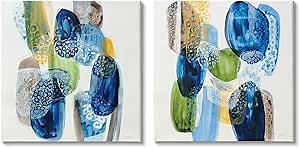 Stupell Industries Abstract Blue Pebbles 2 Piece Canvas Wall Art Set Design by Liz Jardine