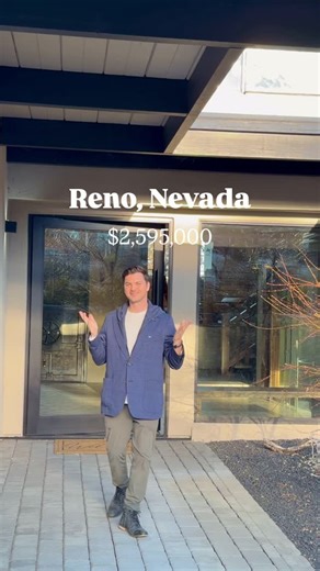 Taylor Baruh | Reno, Nevada Realtor on Instagram: "This Modern Rustic Home feels like it was plucked straight from the pages of Architectural Digest and it’s listed for $2,595,000. Comment “RUSTIC” and I will send over all the details on this amazing one of a kind property. Distinctive features include barnwood ceiling beams, fireplaces, custom metal-and-wood kitchen cabinetry, walnut living-room wall slabs and mantle, a media room with a functioning vault door, built-in office cabinetry, interi