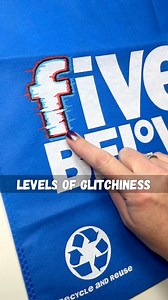 22K views · 233 reactions | Three levels of glitchiness… on a five below bag! I was worried about how this one would turn out being blue on blue, but I think it worked perfectly! Stay glitchy, my friends. #fivebelow #letteringideas #letteringvideo | Lettering by Karen | Facebook