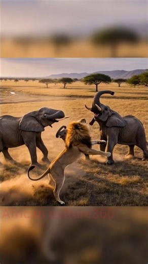 Lion Challenges Giant Elephants – Nature’s Most Intense Moment 😱#lion
