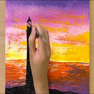 How to paint a simple lighthouse / Acrylic painting | MAY Art.