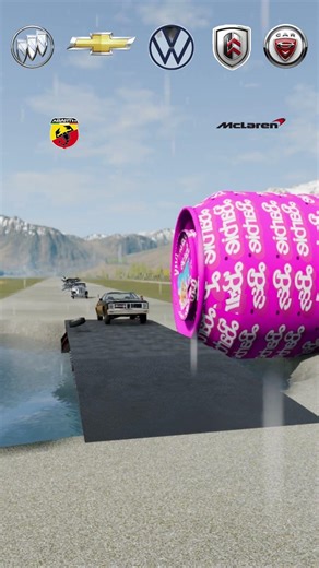 👉 Epic Crash! 💥 Cars & Wolkswagen vs Barbie Bollard | BeamNG.drive #shorts
