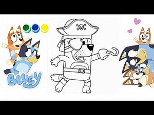 Easy Drawing for Kids 🌈 | Bluey Family Drawing Step by Step | Bluey 💙
