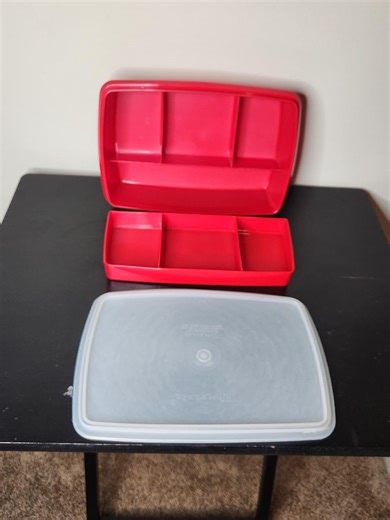 Vintage Tupperware Stow N Go Container, Red Divided Organizer With Tray - Etsy Canada