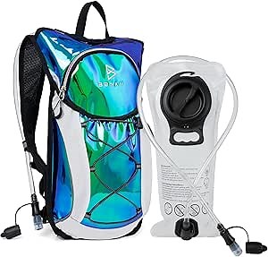 Hydration Backpack, Hydration Pack - Water Bag with 2l Hydration Bladder, Music Festival Essential - Rave Hydration Pack Hydropack Hydro for Hiking, Running, Biking (Flamingo)