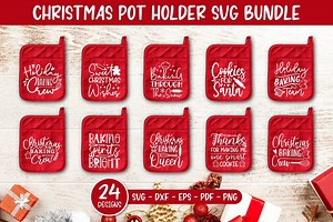 Christmas Baking Pot Holder SVG Bundle: Holiday Kitchen, Apron, Oven Mitt Cut Files - Etsy