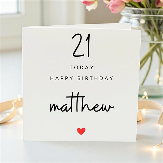 21st Birthday Card, Minimal Personalised 21 Today Birthday Card, Custom Name Birthday Card for Him or Her, Modern Simple Birthday Card - Etsy