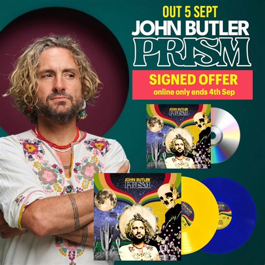 🎸 John Butler is back, and he's burning brighter than ever. 'PRISM' captures the raw energy and emotional fire of an artist stepping out solo, marking a bold new chapter beyond the John Butler Trio. 🔥 Pre-order now on CD, standard black vinyl, or limited yellow/blue vinyl at JB: https://bit.ly/4oFTs9e 💿 Pre-order the CD online and receive a signed copy^ ^Online pre-orders only, while stocks last. Offer ends 4 Sep 2025. | JB Hi-Fi