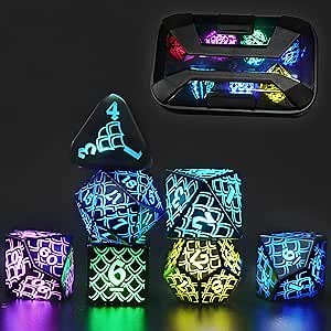 Amazon.com: LED Dice with Charging Box，7 PCS RGB Light up Dice for Dungeons and Dragons, Polyhedral DND Dice Set for Tabletop Games Gifts（LL-RGB） : Toys & Games