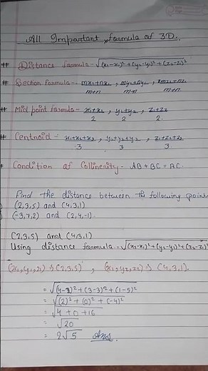 🔥 Class 11 Maths Ch 12 (3D) | Complete Formula Sheet 📘✖️📐✨ #shorts #maths #class11maths