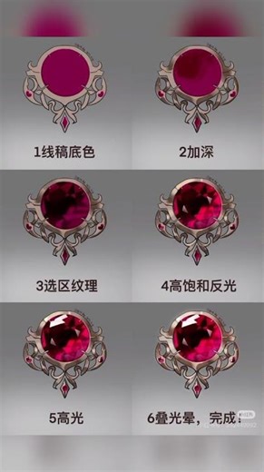 How to Paint Glowing Gemstones: Step-by-Step Ruby #gemstoneart #ruby#short